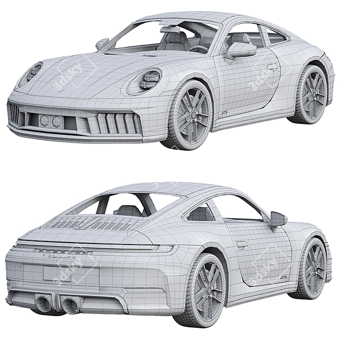 Porsche 911 Carrera GTS Hybrid 2025 3D model image 3