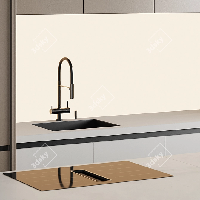 Modern Island Kitchen Design 21 3D model image 4