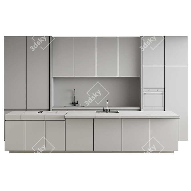 Modern Island Kitchen Design 21 3D model image 6