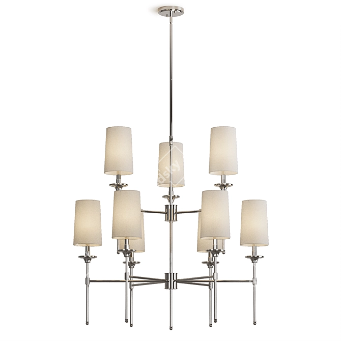 Emily Metal Chandelier, Cream Shades 3D model image 3