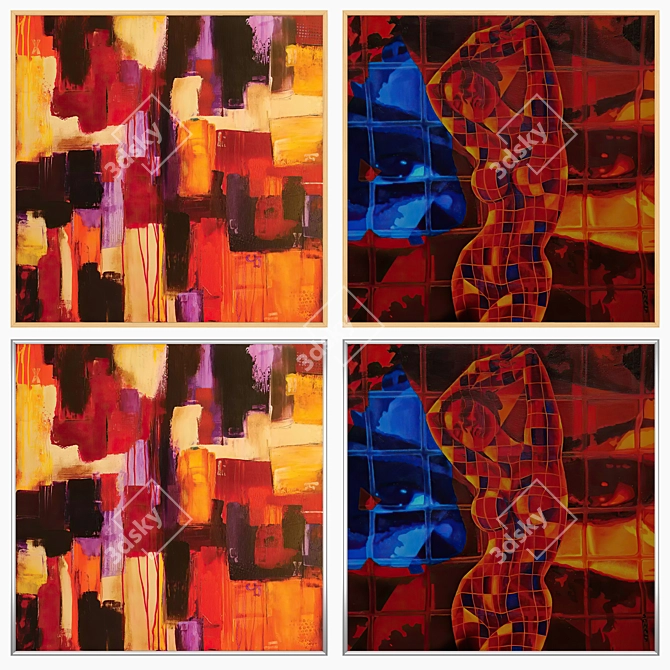 Artwork Set with Multiple Frames 3D model image 3