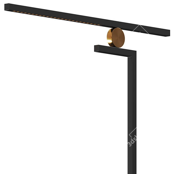 Elegant Black Metal Floor Lamp 3D model image 2