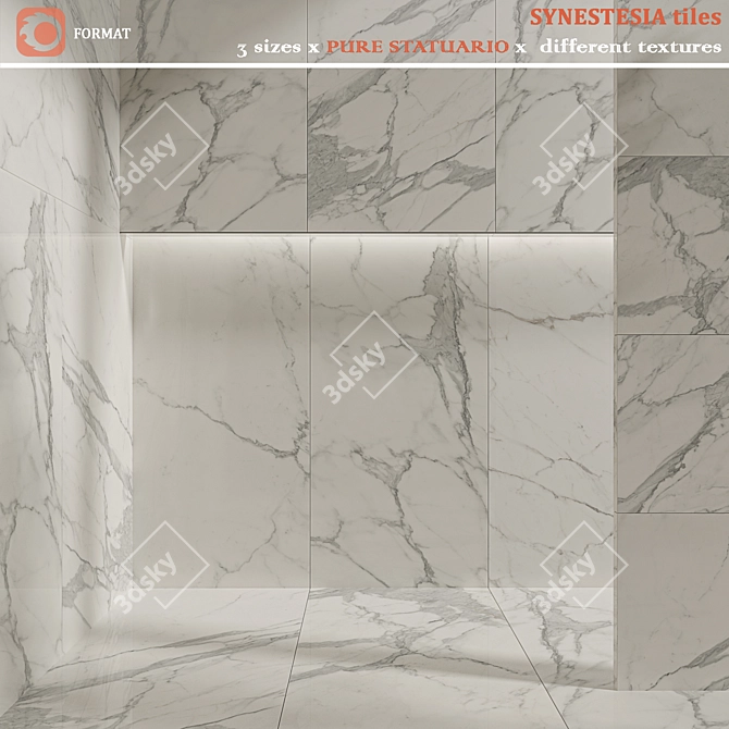 SYNESTESIA Gray Marble Statuario Tiles 3D model image 2