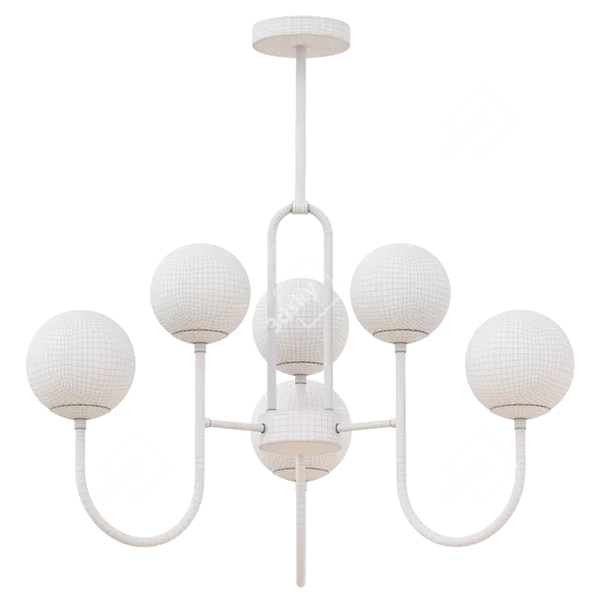 Modern Black Iron Chandelier 9-Light 3D model image 2