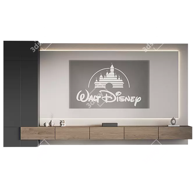 Modern TV Wall Mount Set 3D model image 2