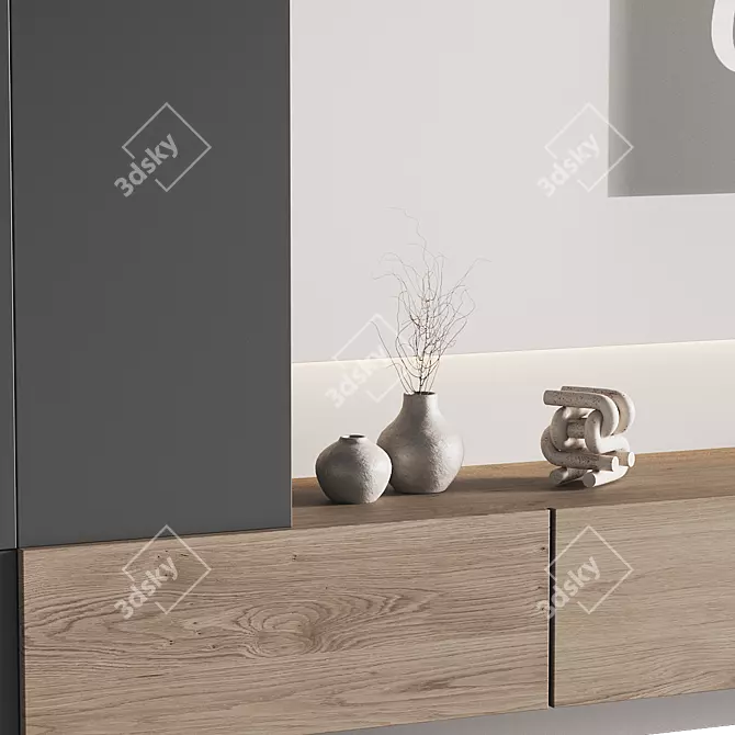 Modern TV Wall Mount Set 3D model image 3