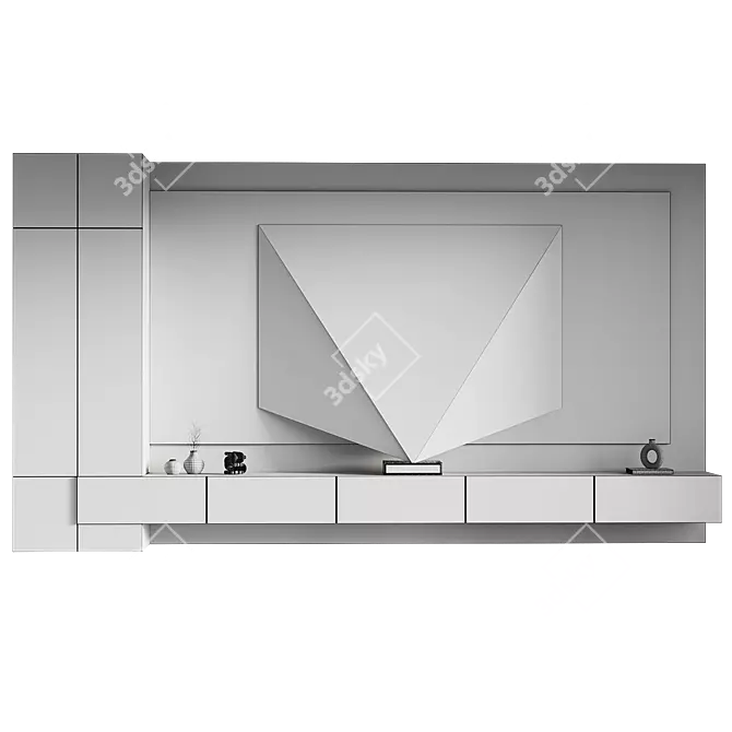 Modern TV Wall Mount Set 3D model image 4
