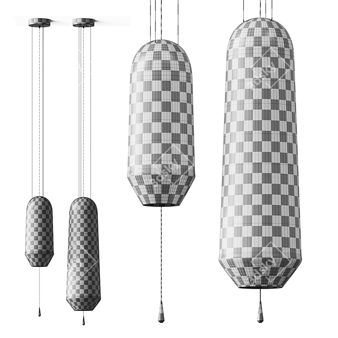  Hand-Blown Glass Pendant Light 3D model image 3