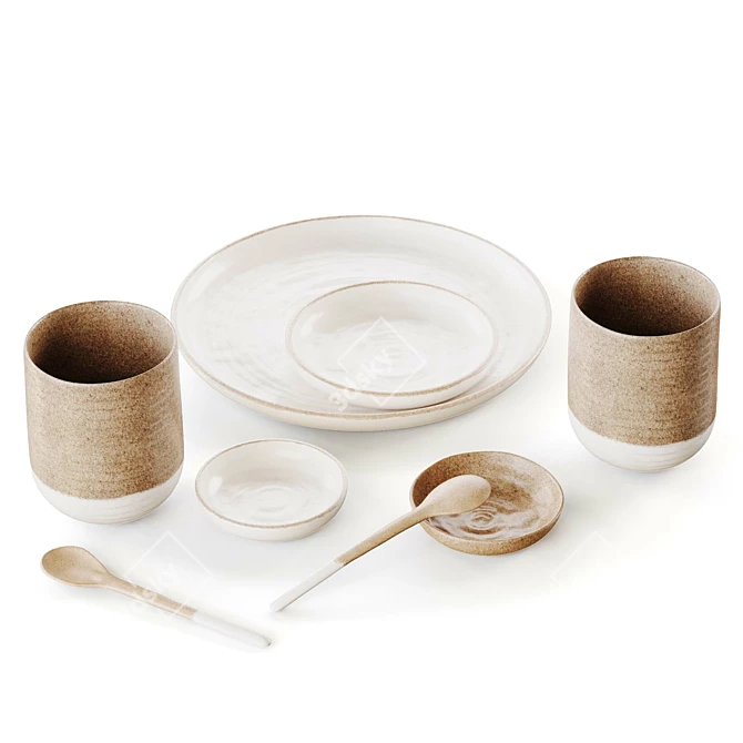 Table Setting Kit with Tableware 3D model image 2