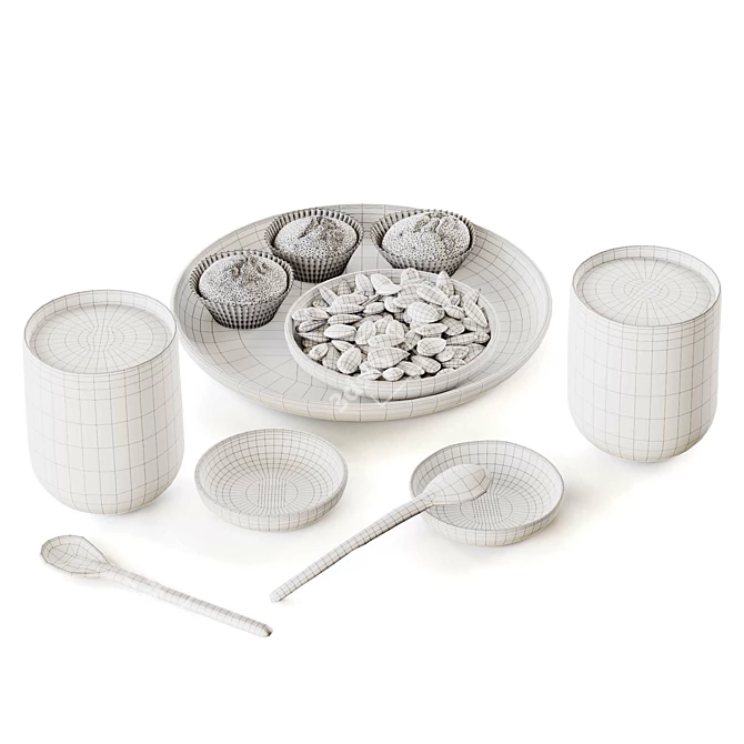 Table Setting Kit with Tableware 3D model image 6