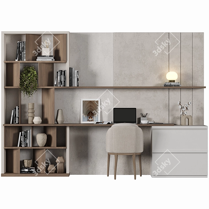 Modern Wood Home Office Furniture 3D model image 2