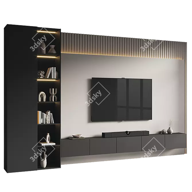 Modern TV Wall Set 3D 3D model image 1