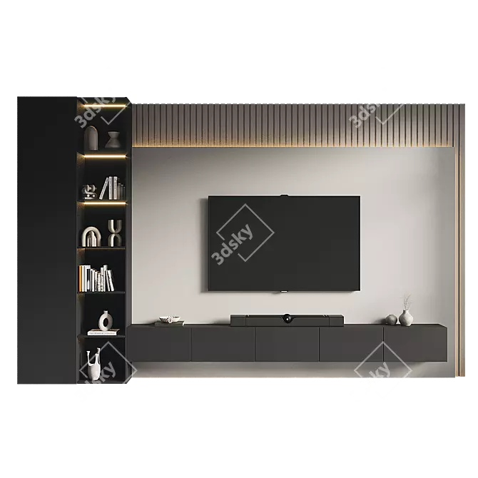 Modern TV Wall Set 3D 3D model image 2