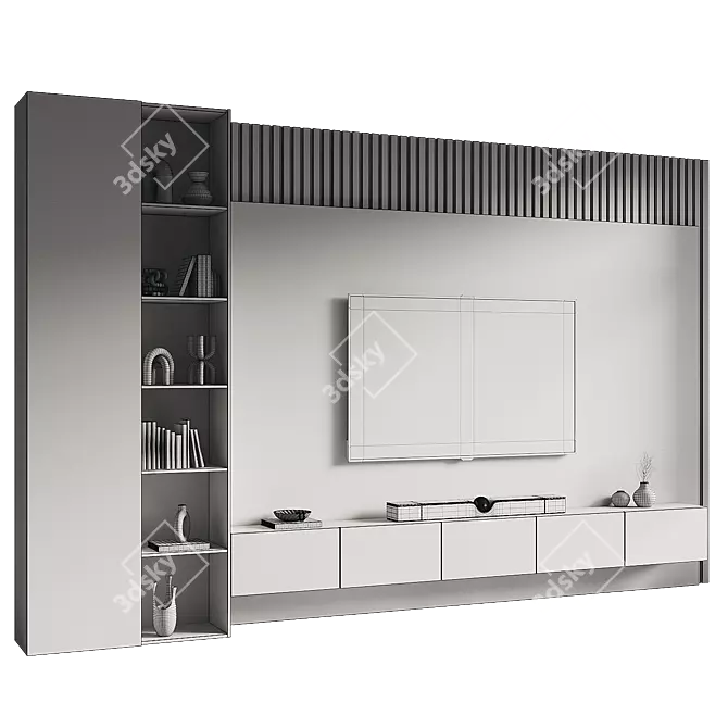 Modern TV Wall Set 3D 3D model image 4