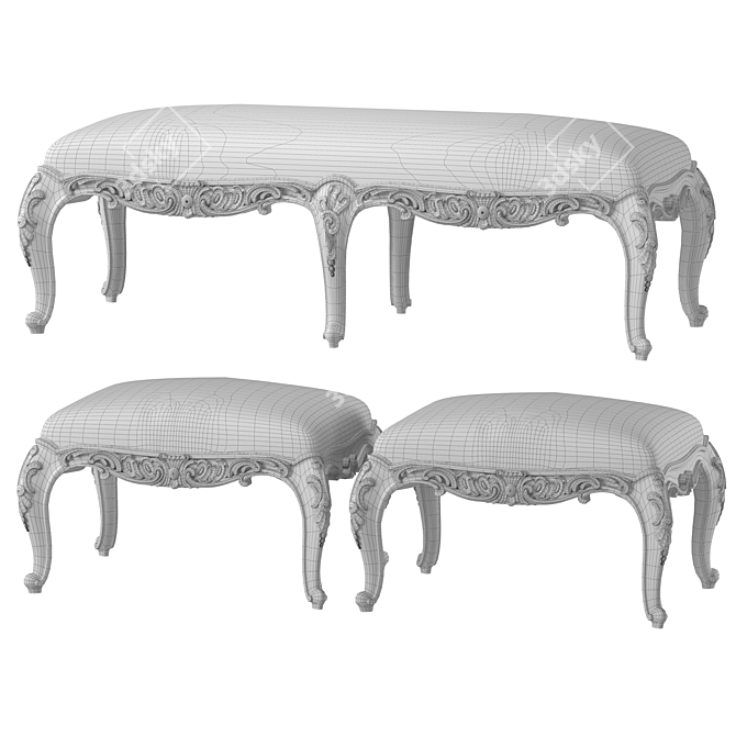 Luxurious Andrea Fanfani Bench Set 3D model image 2