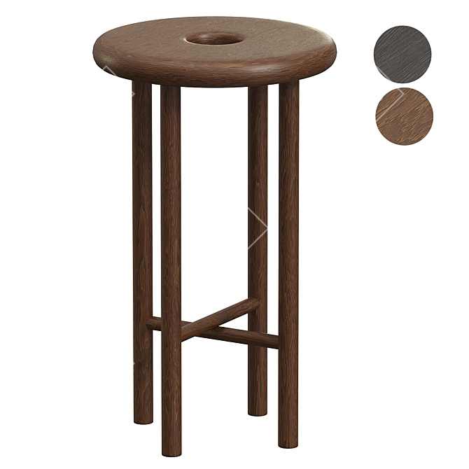 Handcrafted Walnut Bar Stool 3D model image 1