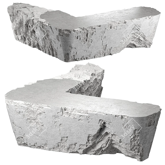 Custom Concrete Corner Island Table. 3D model image 1