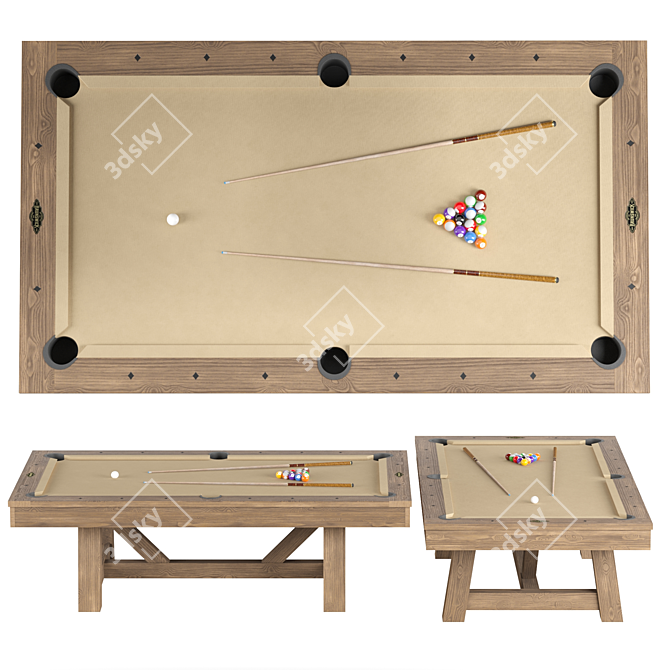 Botanic 8' Pool Table, Premium Materials 3D model image 2