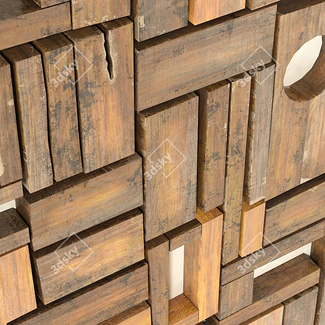 High-Quality Wood Panel Texture Set 3D model image 4