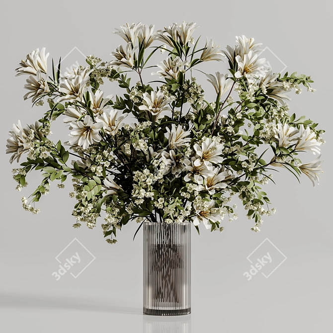 Elegant Vase with Plants 3D model image 3