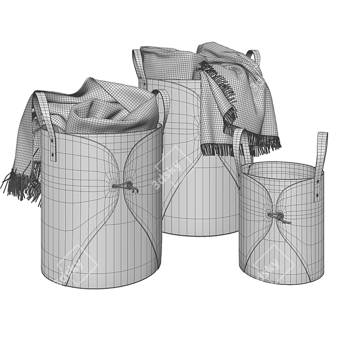 Foldable Leather Storage Basket 3D model image 6