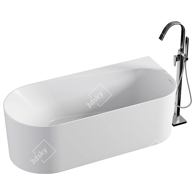 Modern Acrylic Bathtub ONDA CORNER 3D model image 1