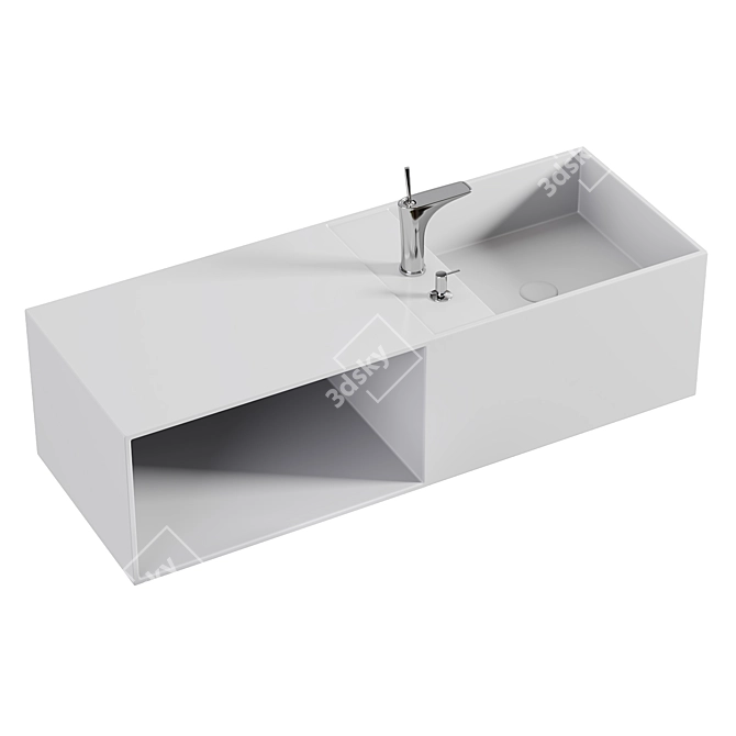 Modern White Wall Mount Basin 3D model image 1