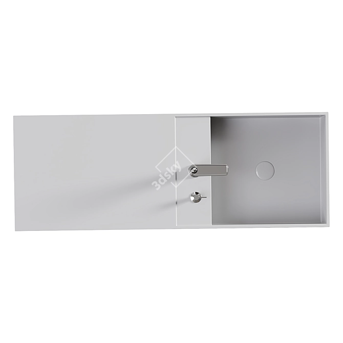 Modern White Wall Mount Basin 3D model image 2