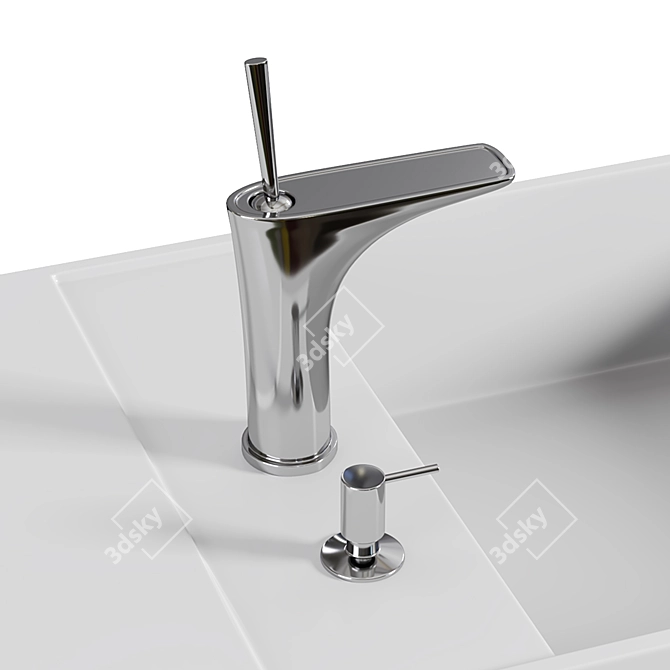 Modern White Wall Mount Basin 3D model image 3