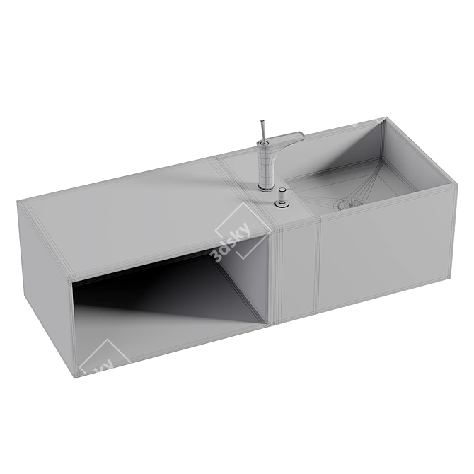 Modern White Wall Mount Basin 3D model image 4