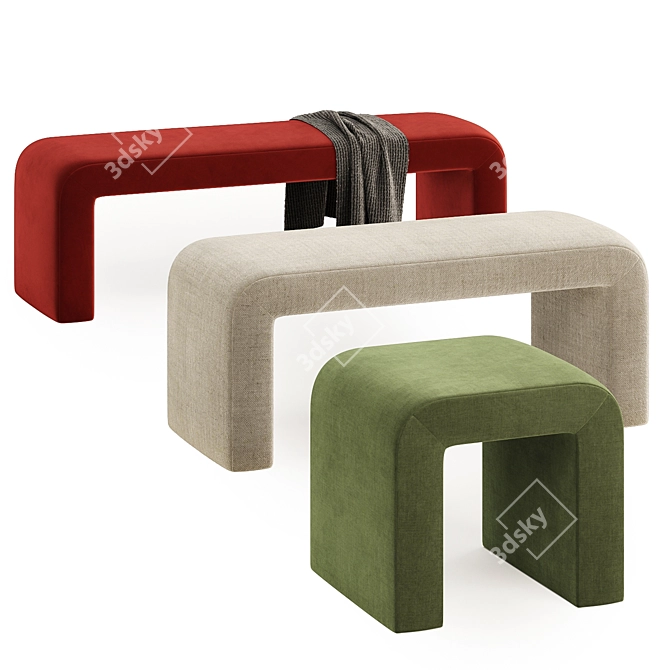 Versatile Sophia Bench Set 3D model image 5