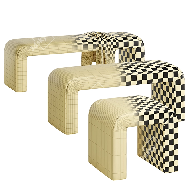 Versatile Sophia Bench Set 3D model image 7