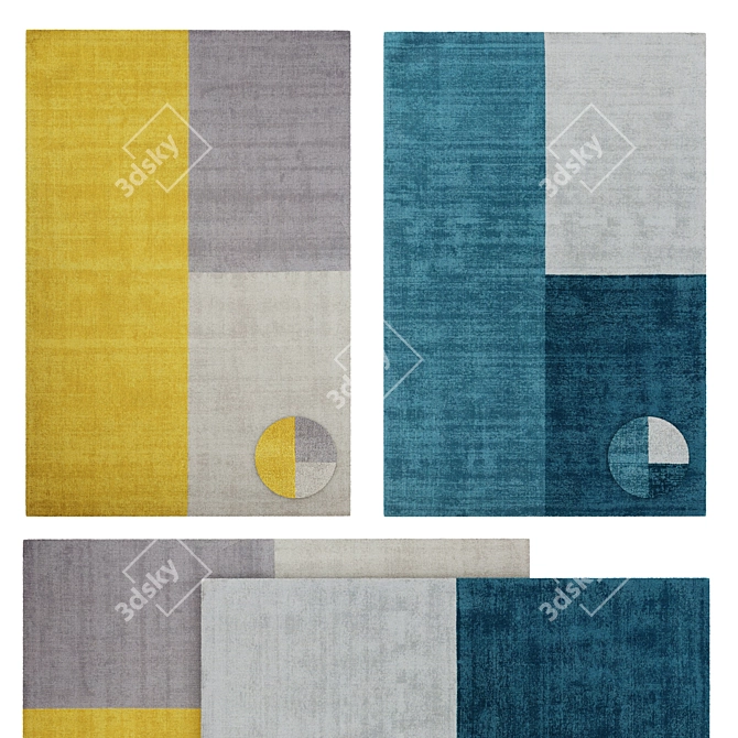 Modern Geometric Wool Rug 3D model image 1