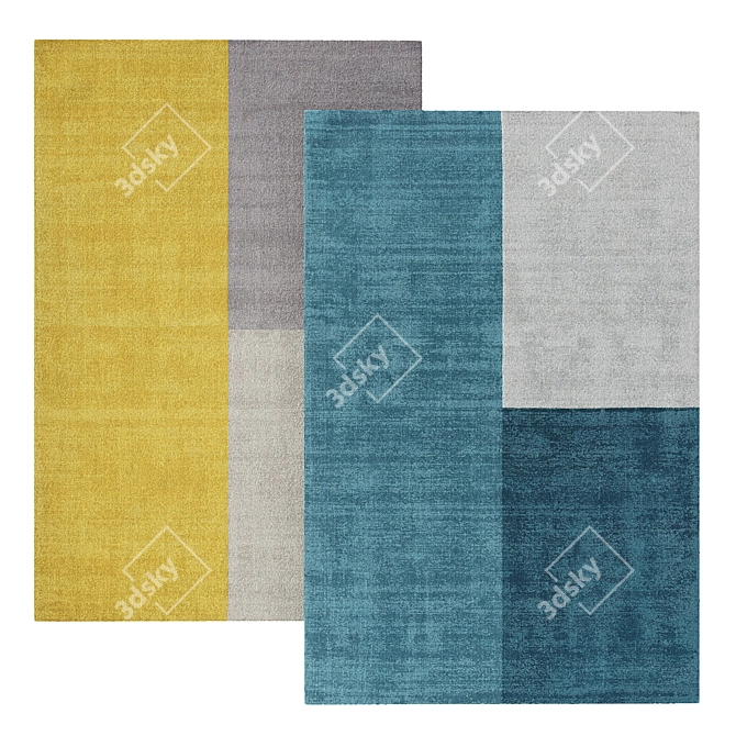 Modern Geometric Wool Rug 3D model image 4