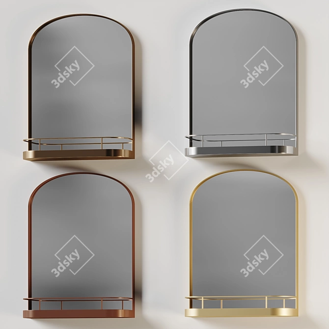  Glamorous Metal Frame Mirror with Shelves 3D model image 5