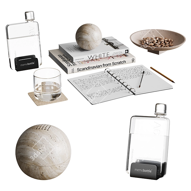 Deco Set with memobottle: A6 3D model image 1