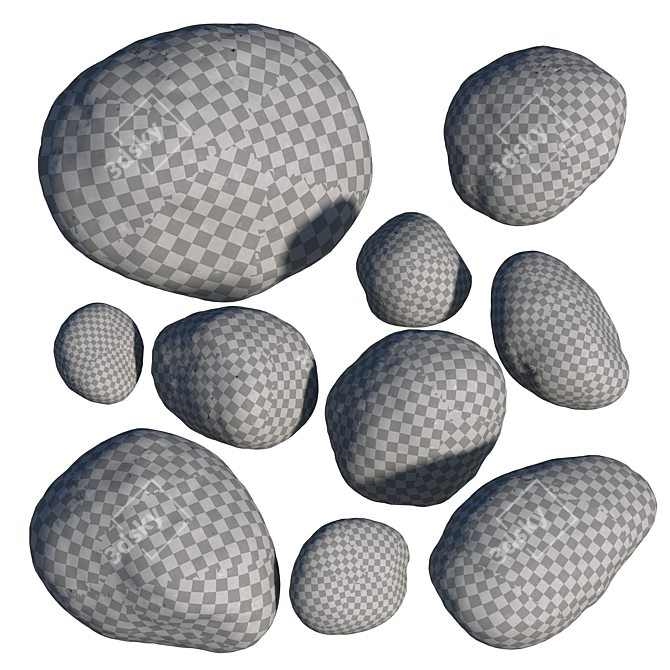 Dual Texture Stone Set 3D model image 5