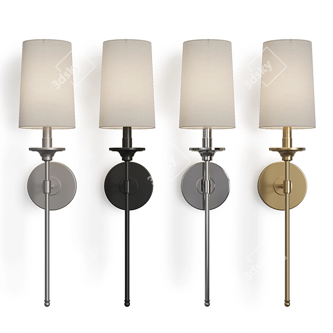 Elegant Nickel Wall Sconce 3D model image 6