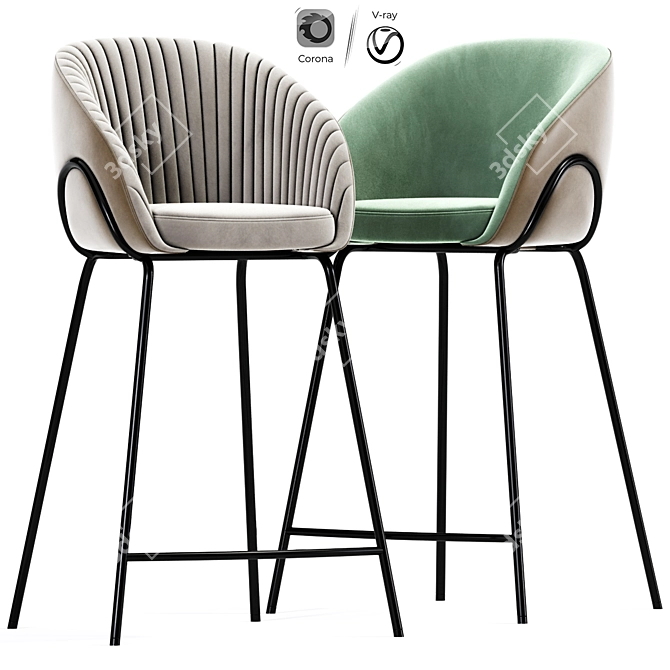 Stylish Bar Chair with VRay 3D model image 1