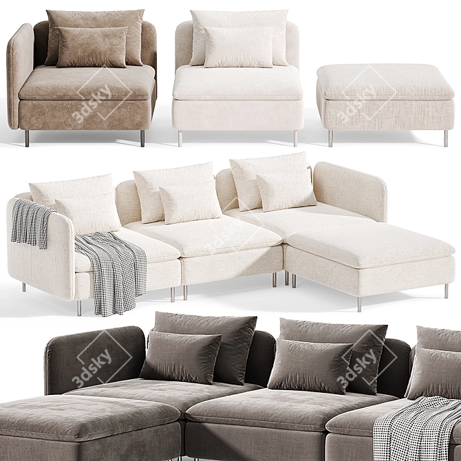 Modern IKEA Chaise Longue Sofa 3D model image 1