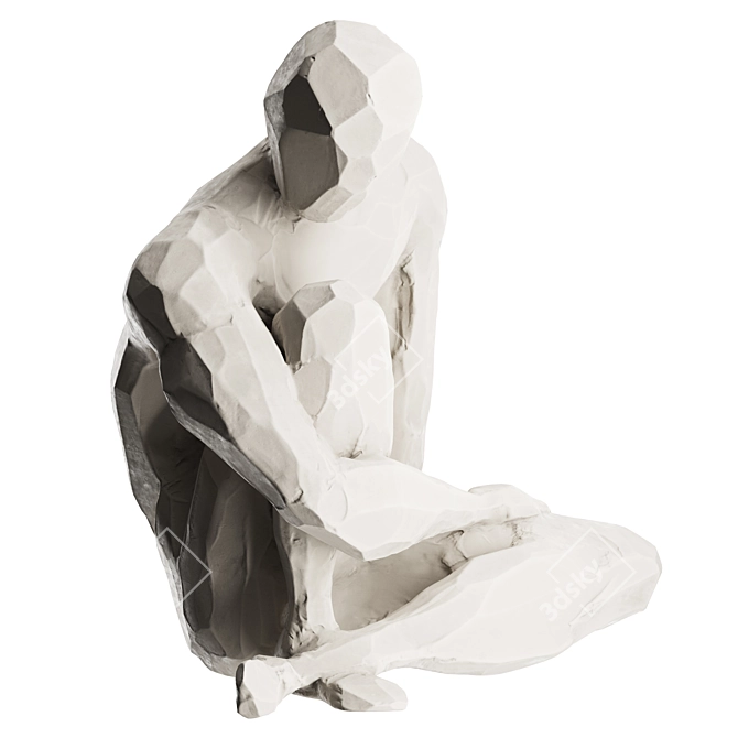 Abstract Human Sculpture in Stone/Metal 3D model image 1