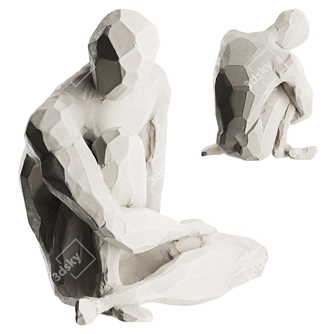 Abstract Human Sculpture in Stone/Metal 3D model image 2