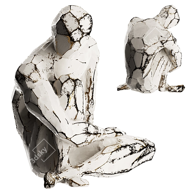 Abstract Human Sculpture in Stone/Metal 3D model image 3