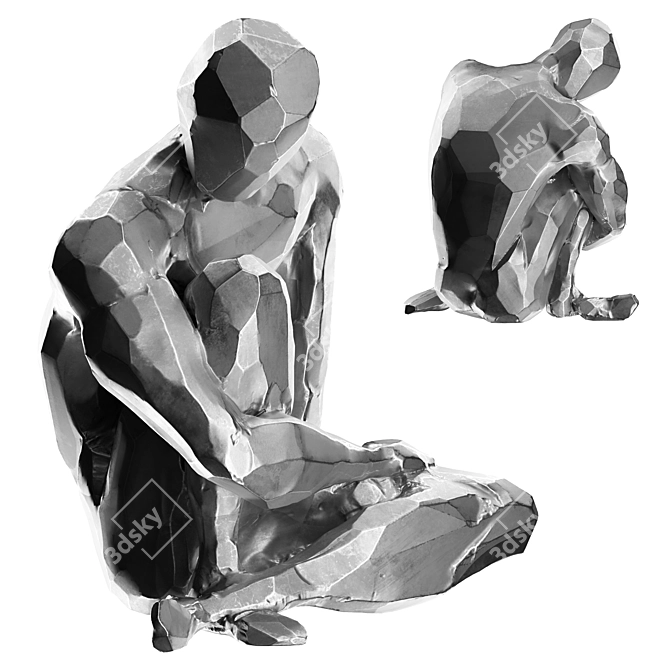 Abstract Human Sculpture in Stone/Metal 3D model image 5