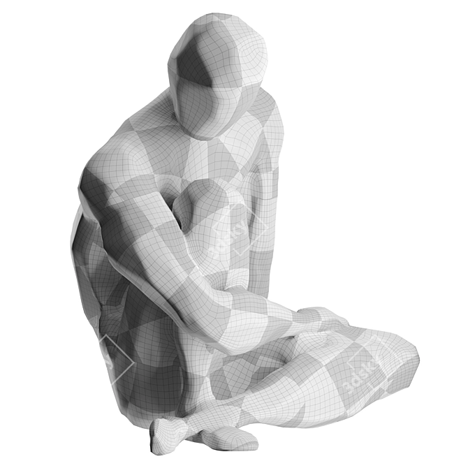 Abstract Human Sculpture in Stone/Metal 3D model image 7