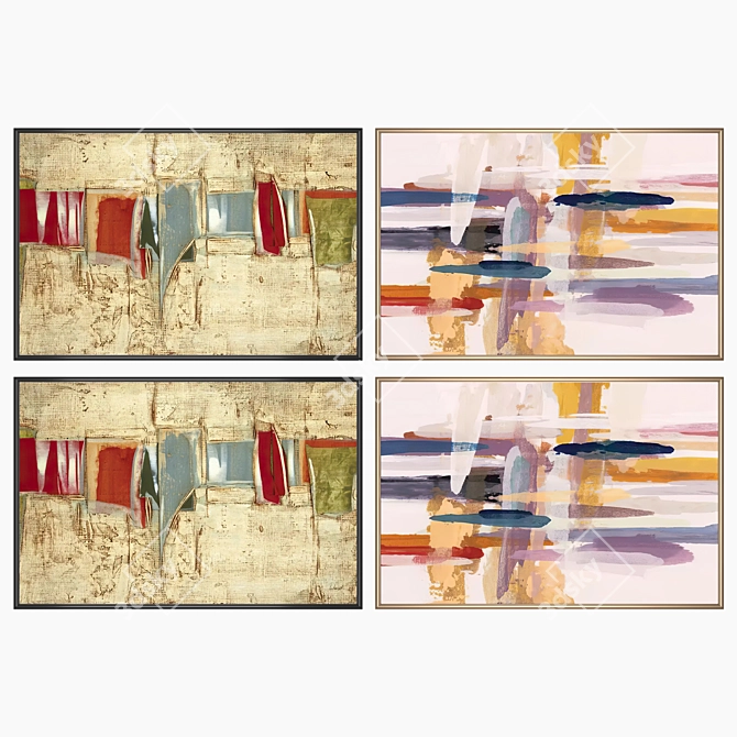 Set of Artwork with Frame Options 3D model image 2