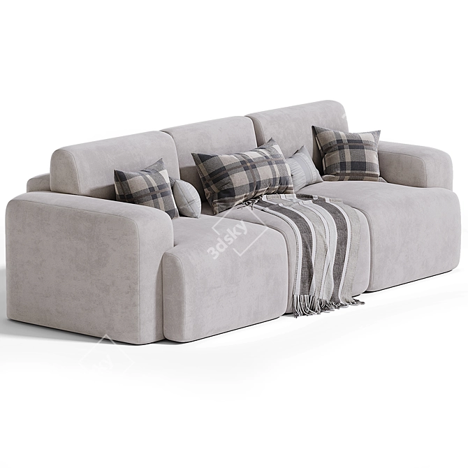 Plush Velvet Grey Sofa 3D model image 4