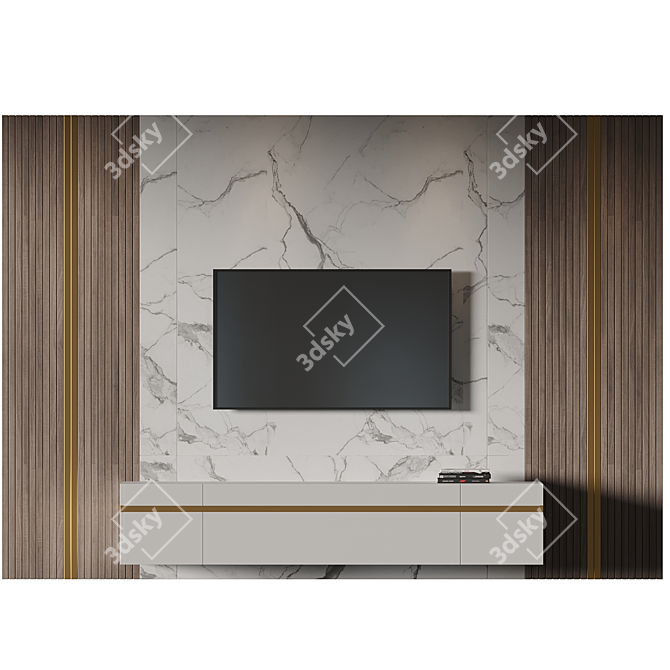 Modern TV Wall Set 036 3D model image 2