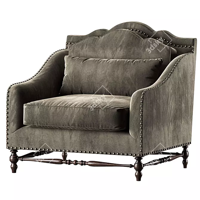 Modern Blackwood Americano Armchair 3D model image 1
