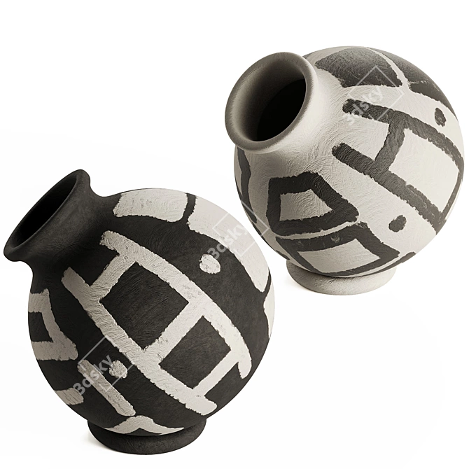 Textured Beccia Vase Set 3D model image 3